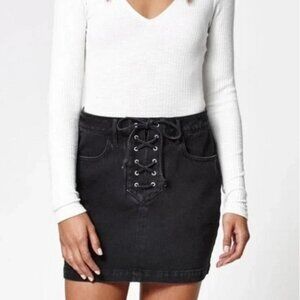 Kendall & Kylie | Black Lace Up Denim Mini Skirt size 25